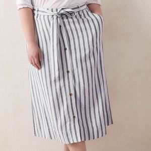 Linen Blend Pull-On Midi Skirt